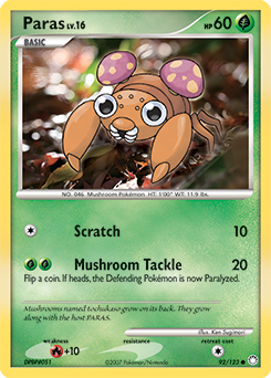 Paras, Mysterious Treasures #92, Pokémon TCG card