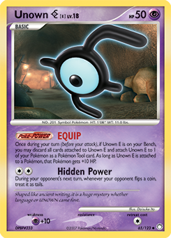 Unown E, Mysterious Treasures #65, Pokémon TCG card