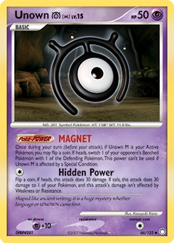 Unown M, Mysterious Treasures #66, Pokémon TCG card