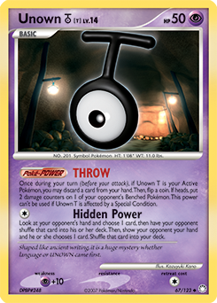 Unown T, Mysterious Treasures #67, Pokémon TCG card