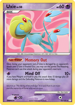 Uxie, Mysterious Treasures #18, Pokémon TCG card