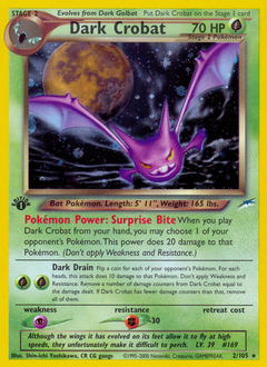Dark Crobat, Neo Destiny #2, Pokémon TCG card