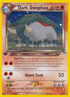 Dark Donphan, Neo Destiny #3, Pokémon TCG card