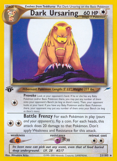 Dark Ursaring, Neo Destiny #21, Pokémon TCG card