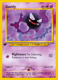 Gastly, Neo Destiny #65, Pokémon TCG card