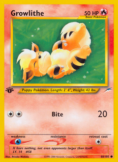 Growlithe, Neo Destiny #68, Pokémon TCG card