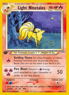 Light Ninetales, Neo Destiny #50, Pokémon TCG card