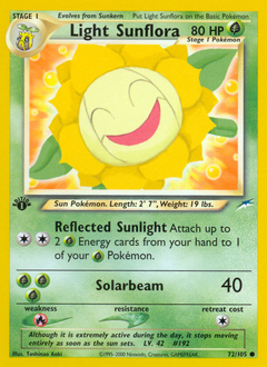 Light Sunflora, Neo Destiny #72, Pokémon TCG card