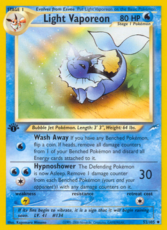 Light Vaporeon, Neo Destiny #52, Pokémon TCG card