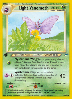Light Venomoth, Neo Destiny #53, Pokémon TCG card