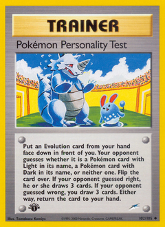Pokémon Personality Test, Neo Destiny #102, Pokémon TCG card