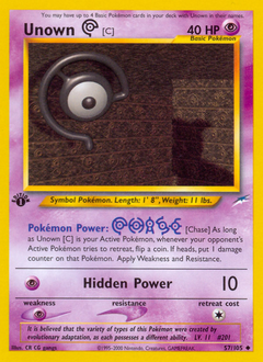 Unown [C], Neo Destiny #57, Pokémon TCG card