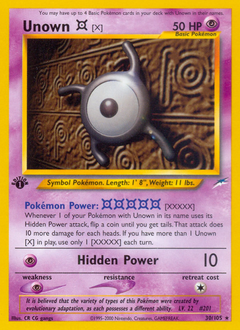 Unown [X], Neo Destiny #30, Pokémon TCG card