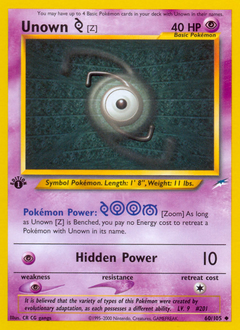 Unown [Z], Neo Destiny #60, Pokémon TCG card
