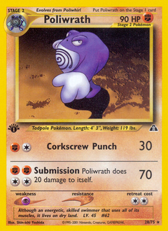 Poliwrath, Neo Discovery #28, Pokémon TCG card