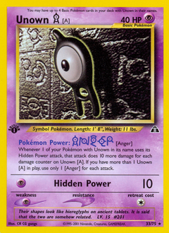 Unown [A], Neo Discovery #33, Pokémon TCG card
