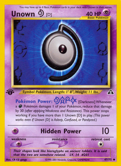 Unown [D], Neo Discovery #47, Pokémon TCG card