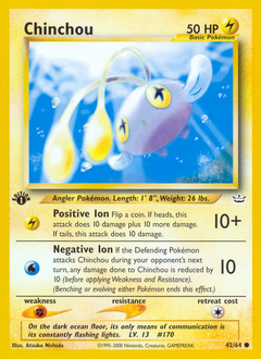 Chinchou, Neo Revelation #42, Pokémon TCG card
