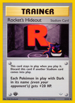 Rocket's Hideout, Neo Revelation #63, Pokémon TCG card