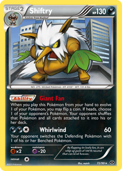Shiftry, Next Destinies #72, Pokémon TCG card