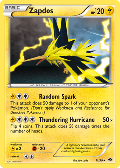 Zapdos, Next Destinies #41, Pokémon TCG card