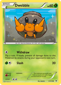 Dwebble, Noble Victories #6, Pokémon TCG card