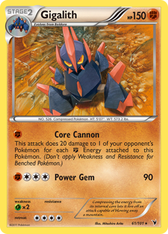 Gigalith, Noble Victories #61, Pokémon TCG card