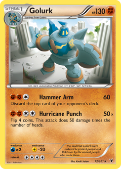 Golurk, Noble Victories #72, Pokémon TCG card