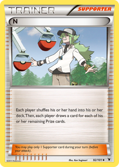 N, Noble Victories #92, Pokémon TCG card