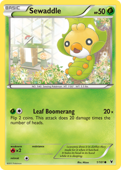 Sewaddle, Noble Victories #1, Pokémon TCG card