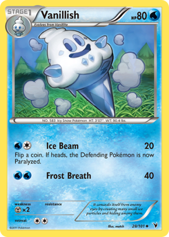 Vanillish, Noble Victories #28, Pokémon TCG card