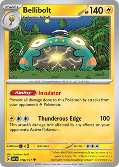 Bellibolt, Obsidian Flames #78, Pokémon TCG card