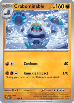 Crabominable, Obsidian Flames #115, Pokémon TCG card