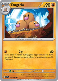 Dugtrio, Obsidian Flames #104, Pokémon TCG card