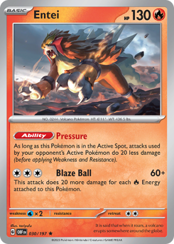 Entei, Obsidian Flames #30, Pokémon TCG card