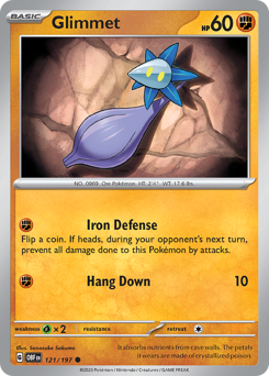 Glimmet, Obsidian Flames #121, Pokémon TCG card