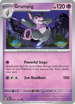 Grumpig, Obsidian Flames #91, Pokémon TCG card