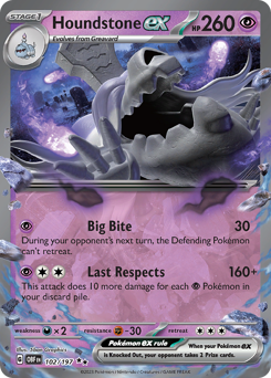 Houndstone ex, Obsidian Flames #102, Pokémon TCG card