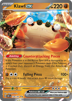 Klawf ex, Obsidian Flames #120, Pokémon TCG card