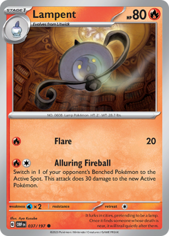 Lampent, Obsidian Flames #37, Pokémon TCG card