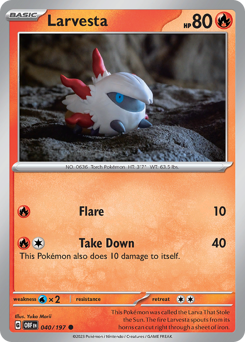 Larvesta, Obsidian Flames #40, Pokémon TCG card