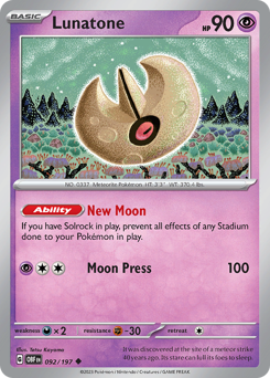 Lunatone, Obsidian Flames #92, Pokémon TCG card