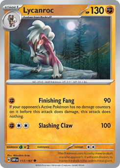 Lycanroc, Obsidian Flames #117, Pokémon TCG card