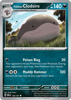 Paldean Clodsire, Obsidian Flames #128, Pokémon TCG card
