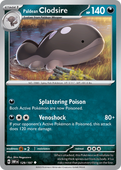 Paldean Clodsire, Obsidian Flames #129, Pokémon TCG card