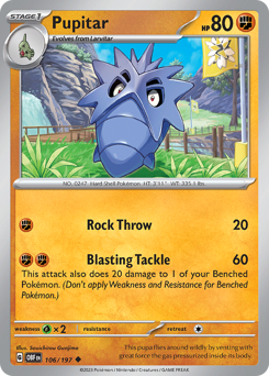 Pupitar, Obsidian Flames #106, Pokémon TCG card