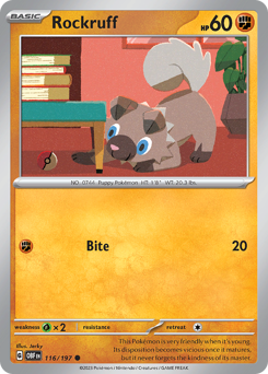 Rockruff, Obsidian Flames #116, Pokémon TCG card