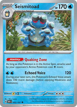 Seismitoad, Obsidian Flames #52, Pokémon TCG card