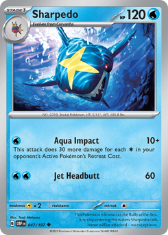 Sharpedo, Obsidian Flames #47, Pokémon TCG card