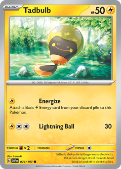 Tadbulb, Obsidian Flames #74, Pokémon TCG card